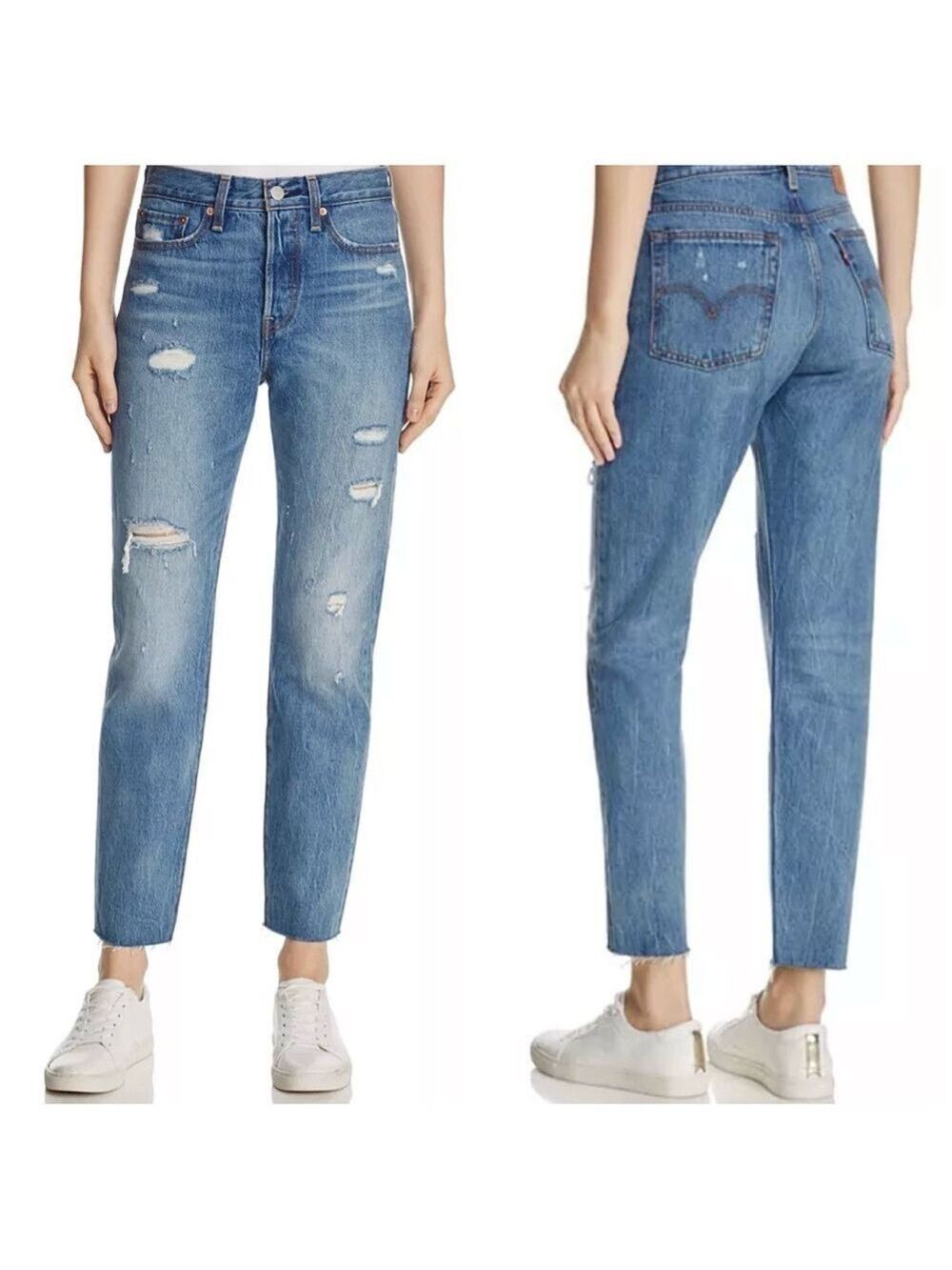 Levis Wedgie Icon Fit non-stretch cotton denim high rise distressed jeans 26